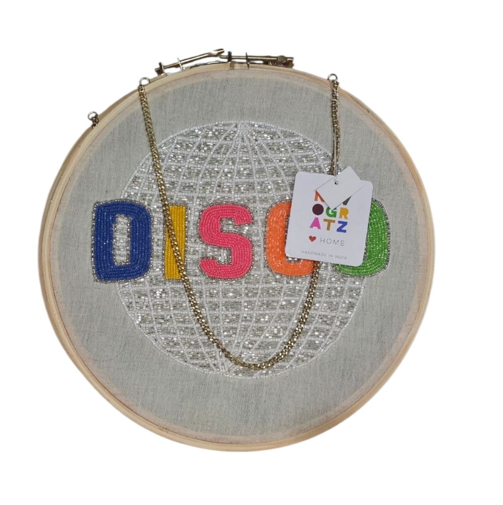 NEW Colorful Disco Embroidery Beaded Hoop Art w/ Square Patterned Art - Lot of 2 - Picture 3 of 9